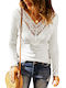 Amely Women's Blouse Long Sleeve with V Neck White