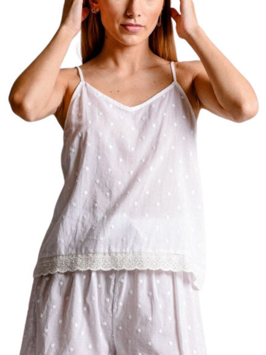 Molly Bracken Γυναικεία Μπλούζα με Τιράντες Λευκή