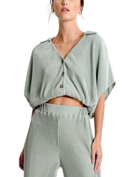 Molly Bracken Women's Blouse Short Sleeve Green