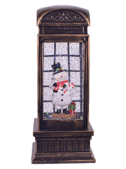 SP Souliotis Christmas Plastic Figure Box Bronze Height 25cm with Music Snowman Chamber