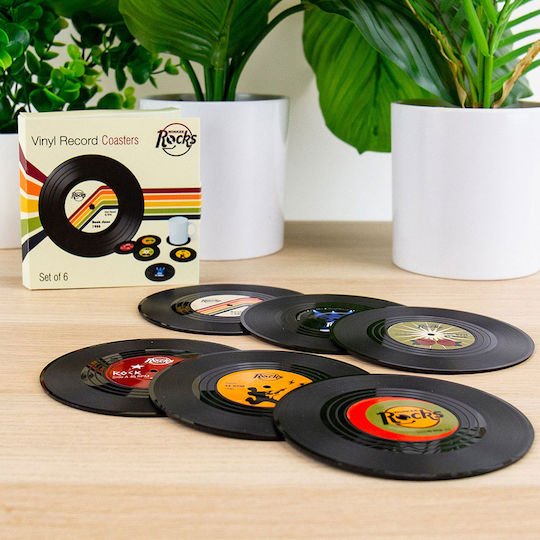 Octopus Round Wooden Black Coasters 6pcs