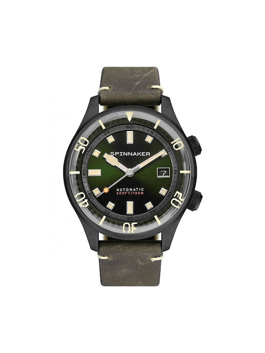 Spinnaker BRADNER Watch Battery with Green Leather Strap