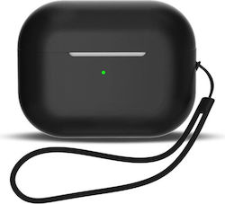 Hurtel Wrist Strap Lanyard Case Silicone in Black color for Apple AirPods 1 / AirPods 2
