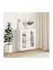 Floor-standing Living Room Display Cabinet made of Particleboard with Glass White 69.5x34x90cm