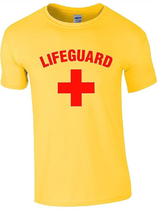 Pegasus Lifeguard Ναυαγοσώστης T-shirt Κίτρινο Βαμβακερό