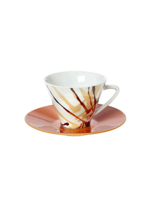 Cryspo Trio Evora Tasse Kaffee aus Porzellan Mehrfarbig