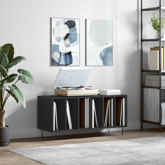 vidaXL Обработено дърво Мебел за Hi-Fi Черен 38x100x48см