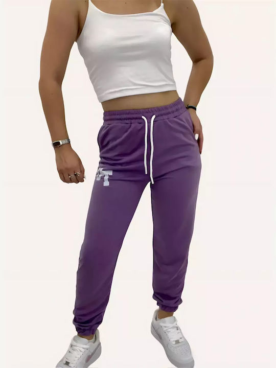 Women's Purple Sweatpants With Stamp