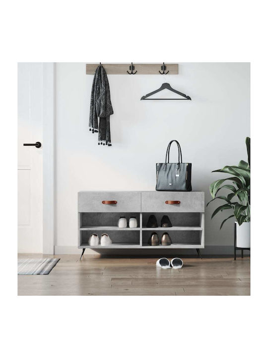 Wooden Shoe Organizer with 4 Shelves Concrete 102x35x55cm