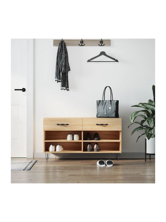 Holz Schuhschrank mit 4 Regalen Sonoma Oak L102...