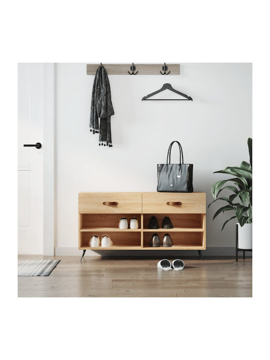 Wooden Shoe Organizer with 4 Shelves Sonoma Oak...