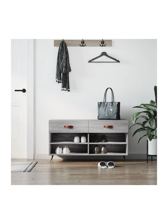 Wooden Shoe Organizer with 4 Shelves Grey Sonom...