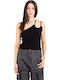 Damen Sommer Crop Top mit Einer Schulter Schwarz