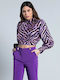 Relish Women's Crop Top Long Sleeve Purple