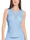 Lucky In Love Women's Athletic Blouse Sleeveless with Sheer Light Blue