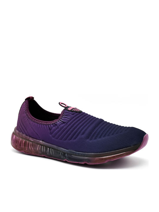 Γυναικεία Slip-On από Συνθετικό Δέρμα Μωβ