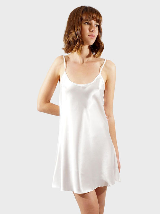 G Secret Summer Satin Women's Nightdress White