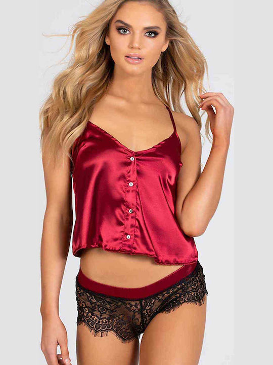 Merry See Лятна Сатен Babydoll Червен