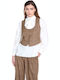 Relish Short Women's Vest with Buttons Brown