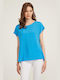 Bill Cost Women's Summer Blouse Short Sleeve Light Blue