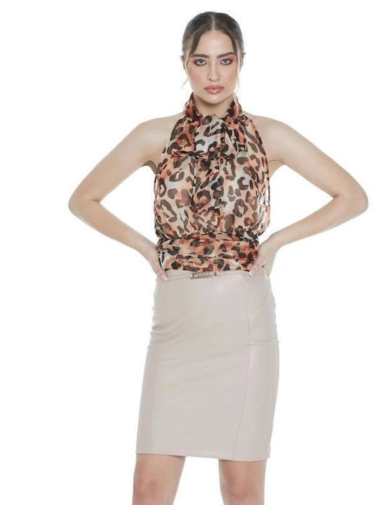 Relish Women's Summer Blouse Sleeveless Orange