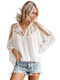 Amely Women's Summer Blouse Long Sleeve Floral White