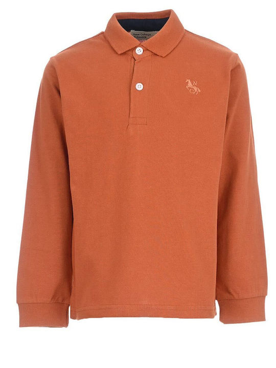 New College Kids Polo Long Sleeve Orange