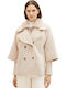 Дамско Half Coat Бежово Оувърсайз с Бутони