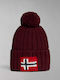 Semiury Pom Pom Beanie Unisex Căciulă Tricotat în culoarea Burgundy