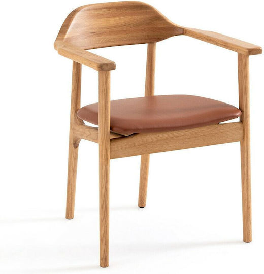 Dining Room Genuine Leather Armchair Brown 59.5x56x76.5cm