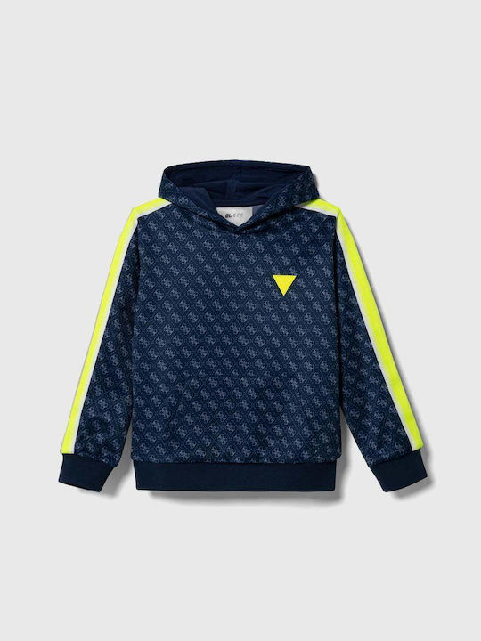 Guess Kids Sweatshirt with Hood and Pocket Navy Blue