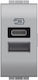 Bticino Walled Power Socket with 2 USB Ports Silver