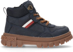 Tommy Hilfiger Kids Military Boots with Zipper Navy Blue