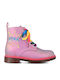 Leather Kids Boots with Zipper Purple