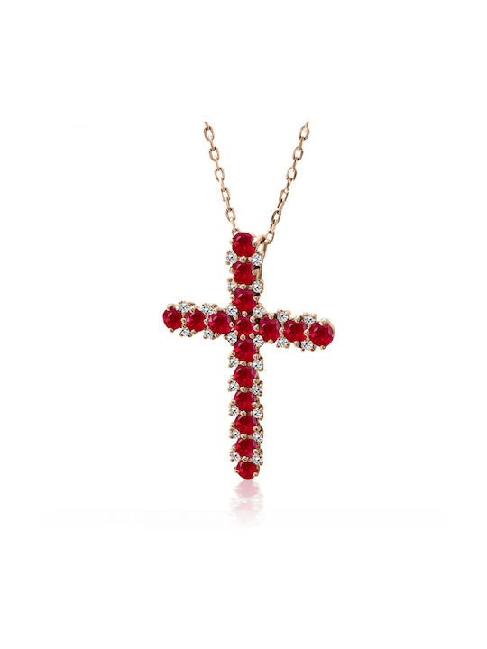 Chrilia Roségold Kreuz 18K mit Kette