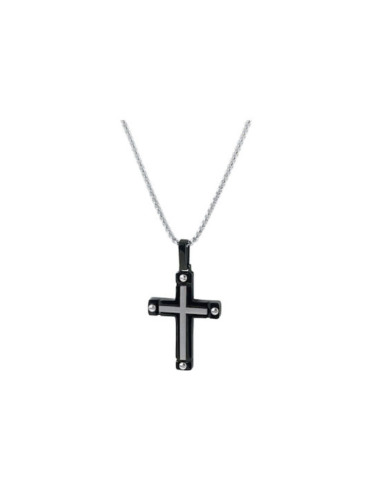 Rosso Amante Men's Cross from Steel with Chain