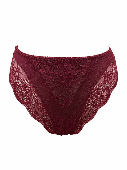 Jadea Damen Slip mit Spitze Burgundisch