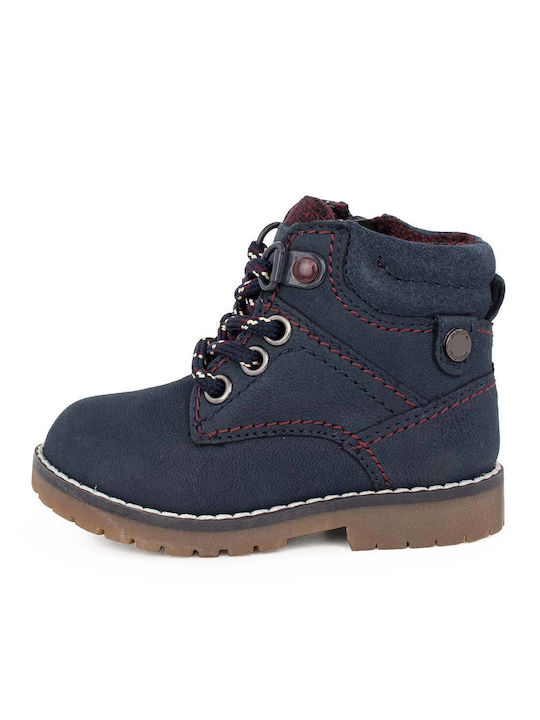 Mayoral Kids Leather Boots with Zipper Navy Blue