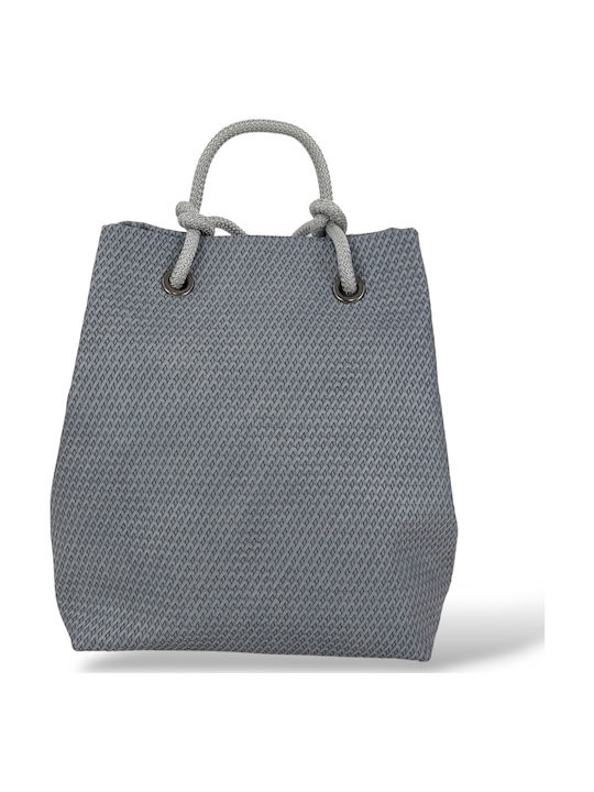 Playbags Ψάθινη Γυναικεία Τσάντα Πλάτης Γαλάζια