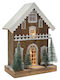 Iliadis Christmas Illuminated Decorative Wooden House Brown with Battery 30x30x17cm.