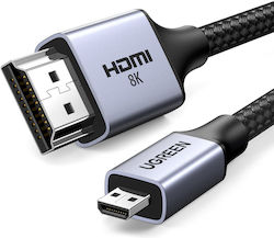 Ugreen HDMI 2.1 Geflochten Kabel HDMI-Stecker - Mikro-HDMI-Stecker 2m Gray