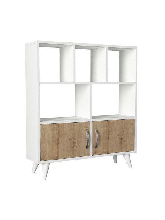 Bookshelf Symi White / Natural 90x22x105cm