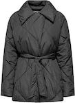 Only Women's Short Puffer Jacket for Winter Black