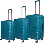 Cardinal Elusive Travel Suitcases Hard Petrol Maximum Height 69cm with 4 Wheels Set of 3pcs