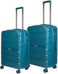 Cardinal Elusive Travel Suitcases Hard Petrol Maximum Height 58cm with 4 Wheels Set of 2pcs