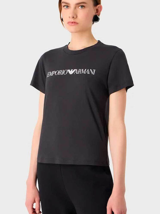 Emporio Armani Women's Crop Top Cotton Short Sleeve Black