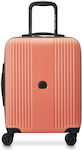 Delsey Ophelie Cabin Travel Suitcase Hard Coral Pink with 4 Wheels Height 55cm.