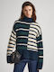 Pepe Jeans Women's Long Sleeve Sweater Striped Green