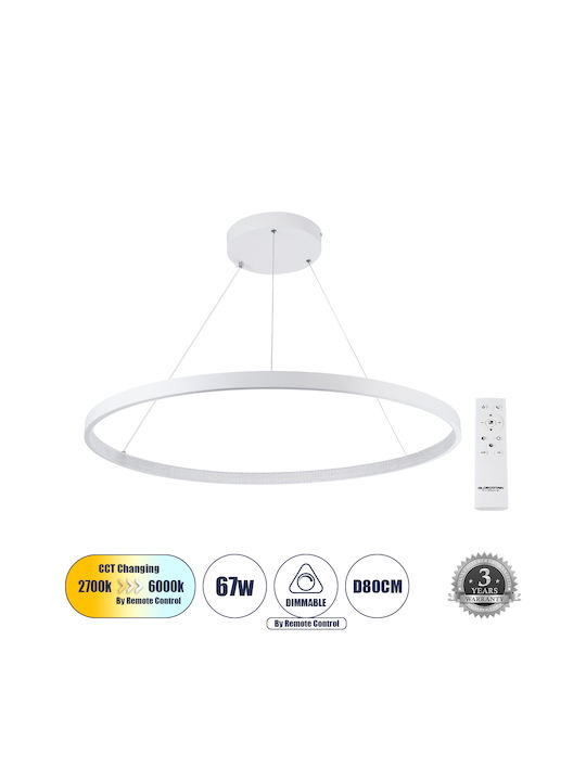 GloboStar Diamond Pendant Light LED with Warm to Cool White Light White