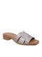 Leather Women's Flat Sandals Anatomic in Silver Color